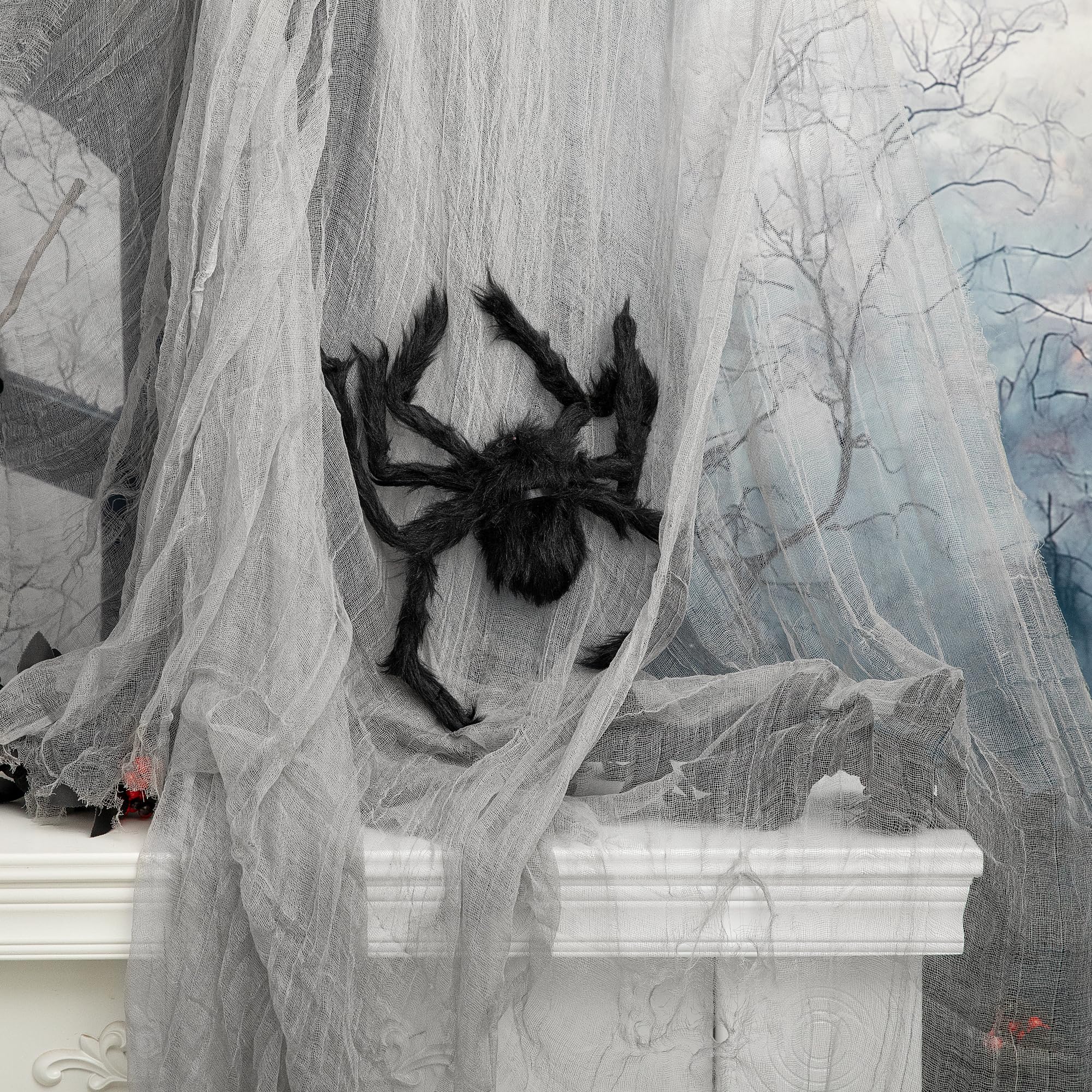 RunNico 197'' x 85'' Halloween Blood Red Scary Gauze, Bloody Haunted House Creepy Cloth, Spooky Fabric Hanging Decoration for Horror Themed Nightmare Party Wall Yard Doorway Porch Decor